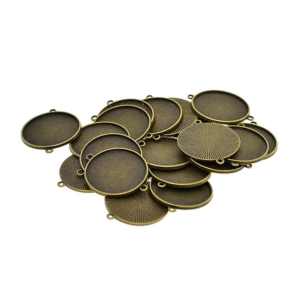 20pcs Tibetan Silver Round Pendant Blank Cabochon Base Setting Trays 30mm