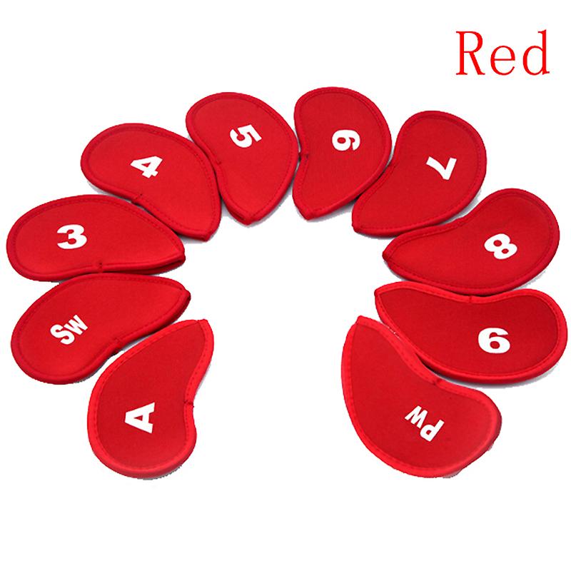 10pcs Neoprene Golf Club Putter Head Cover Wedge Iron Protective Headcovers Set