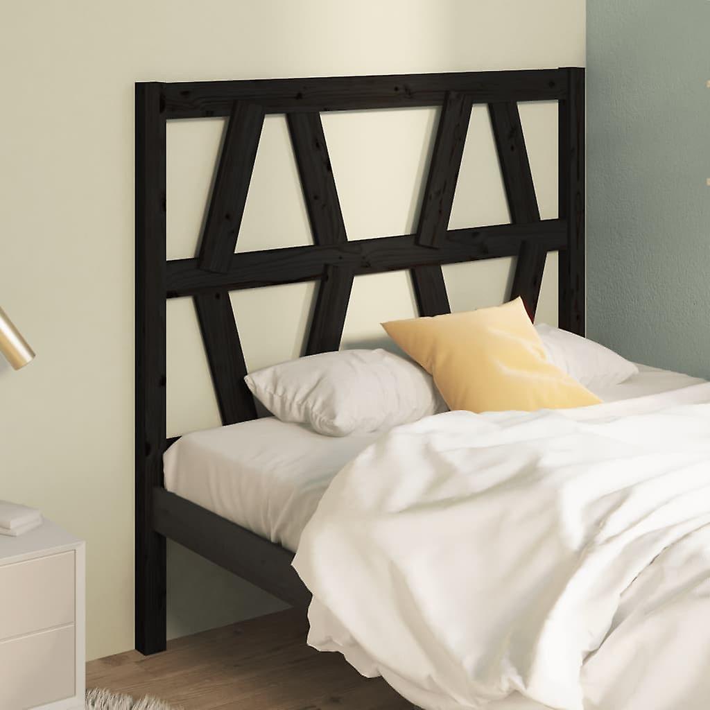 Headboard Black 81x4x100 cm Solid Pine Wood