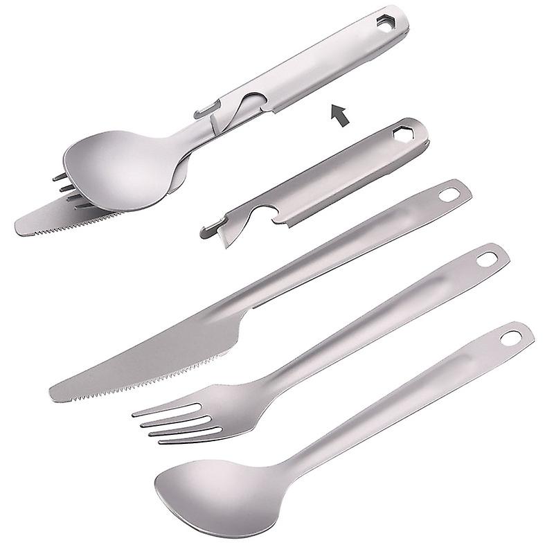 4-in-1 Titanium Flatware Cutlery Set Lightweight Dinner Spoon Fork Cutter