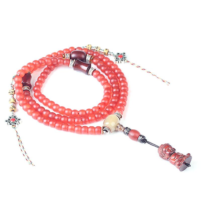 Red Horns And Prayer Beads Bracelet