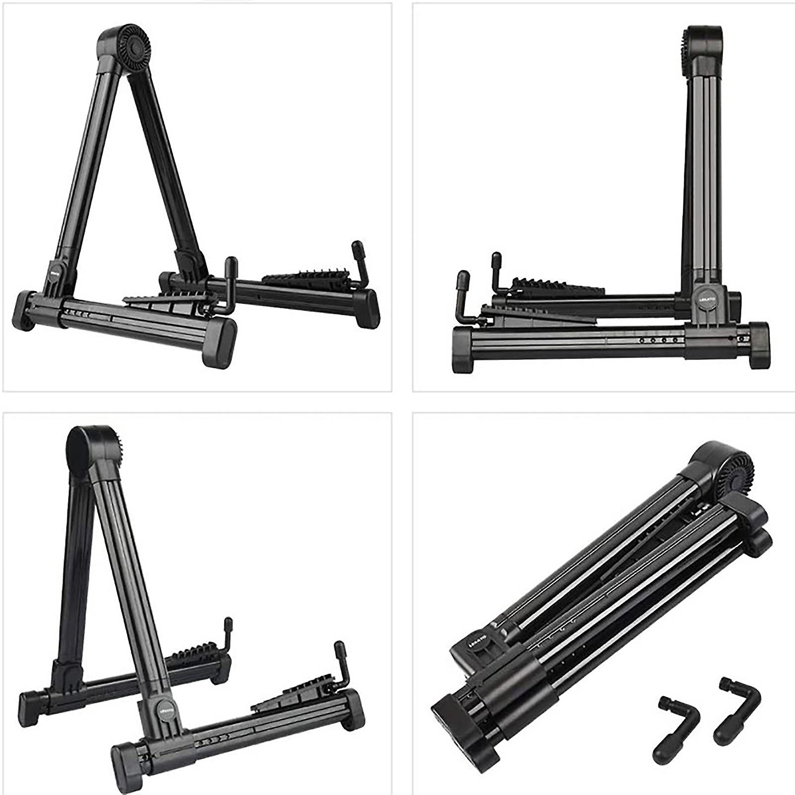 Black A Frame Foldable Guitar Stand with Silicone Pad, ABS Material
