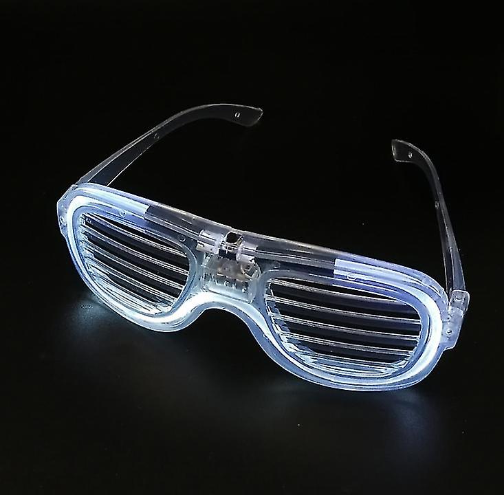 2個ホワイトブラインドKTVバー発光メガネパーティーLEDコールドライトメガネおもちゃAz9368