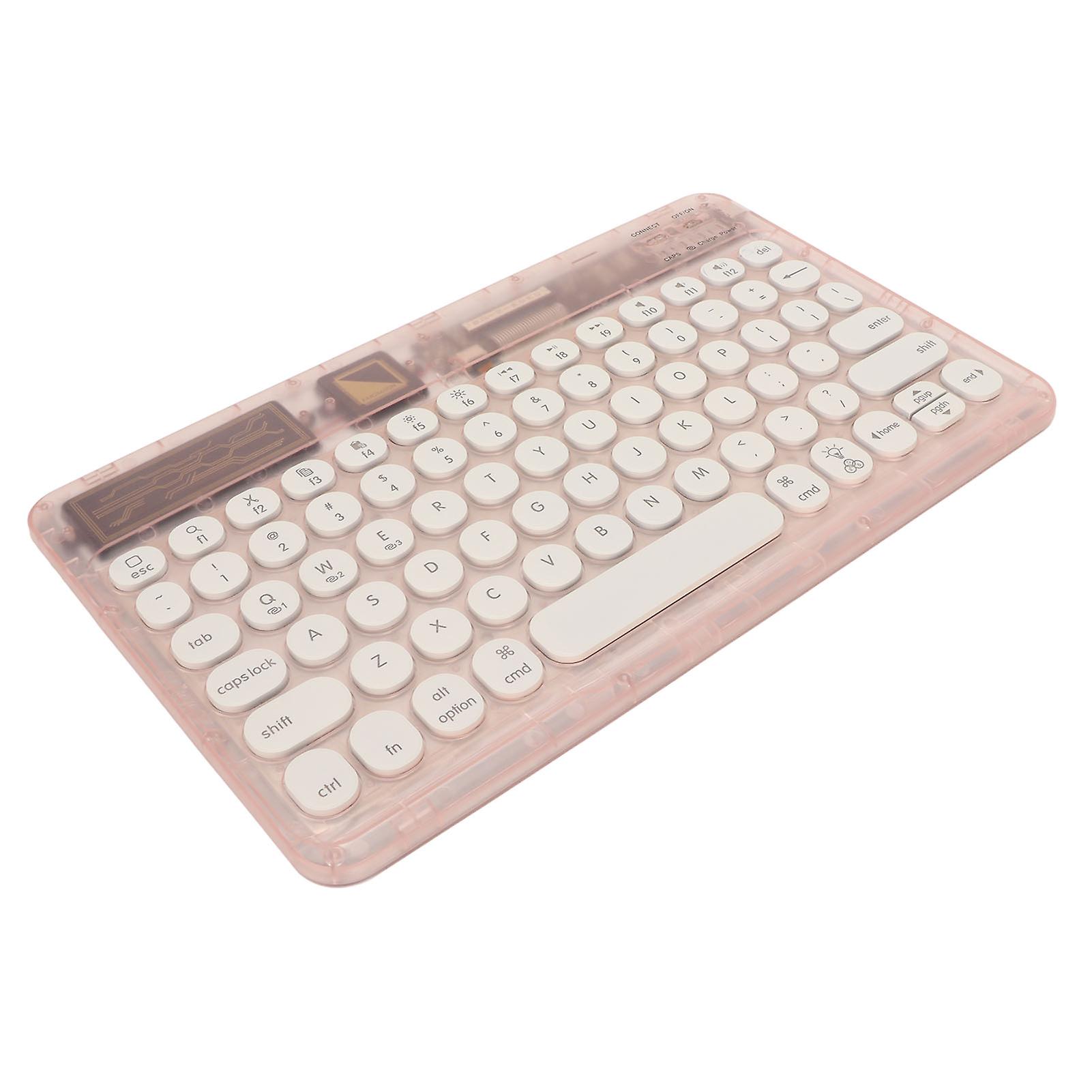 Retro Bluetooth Keyboard Ultra Slim RGB Light Retro Wireless Mini Keyboard for Home Travel Business Trip Pink 
