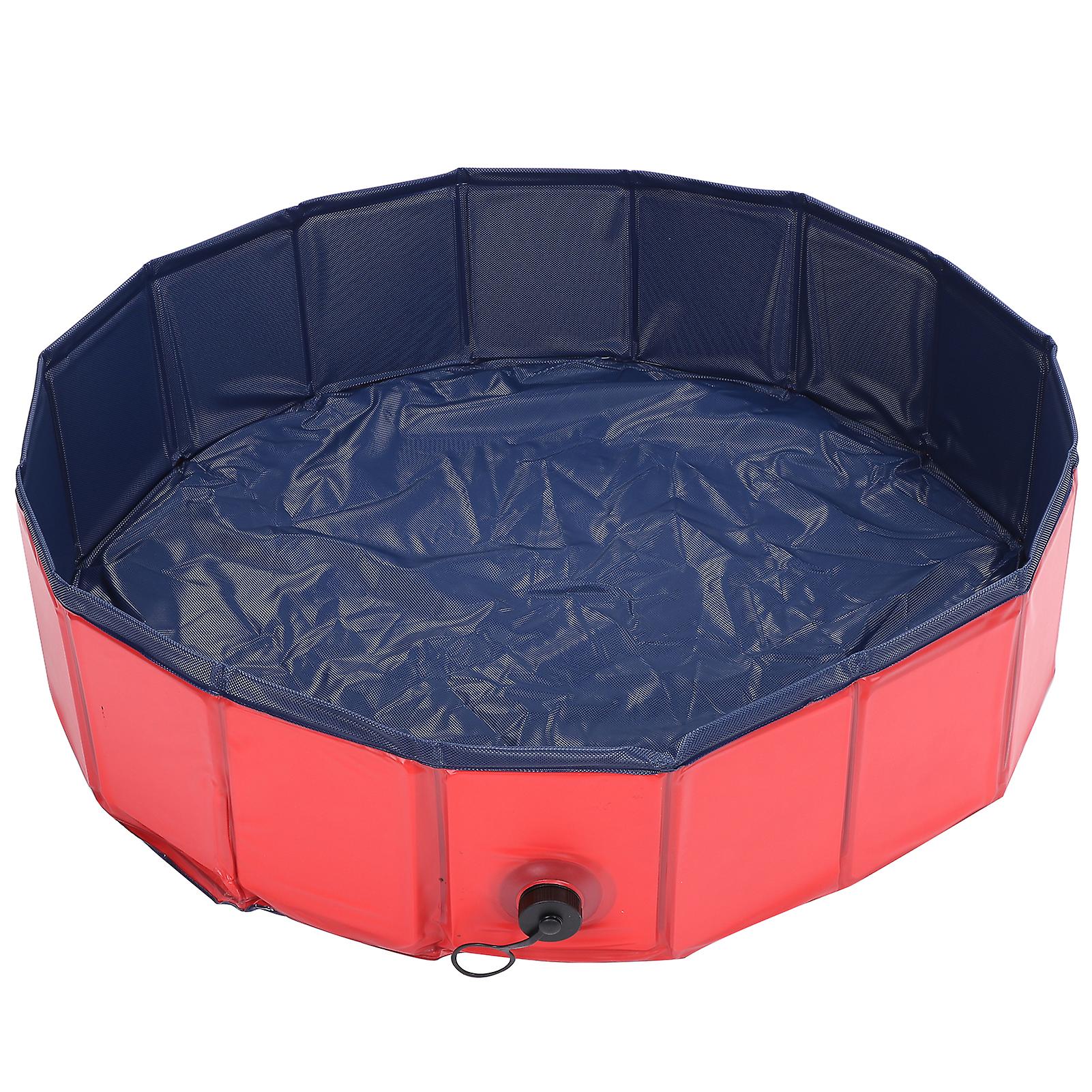 Foldable Pet Bathing Tub 80x20cm Portable Shower Basin Red
