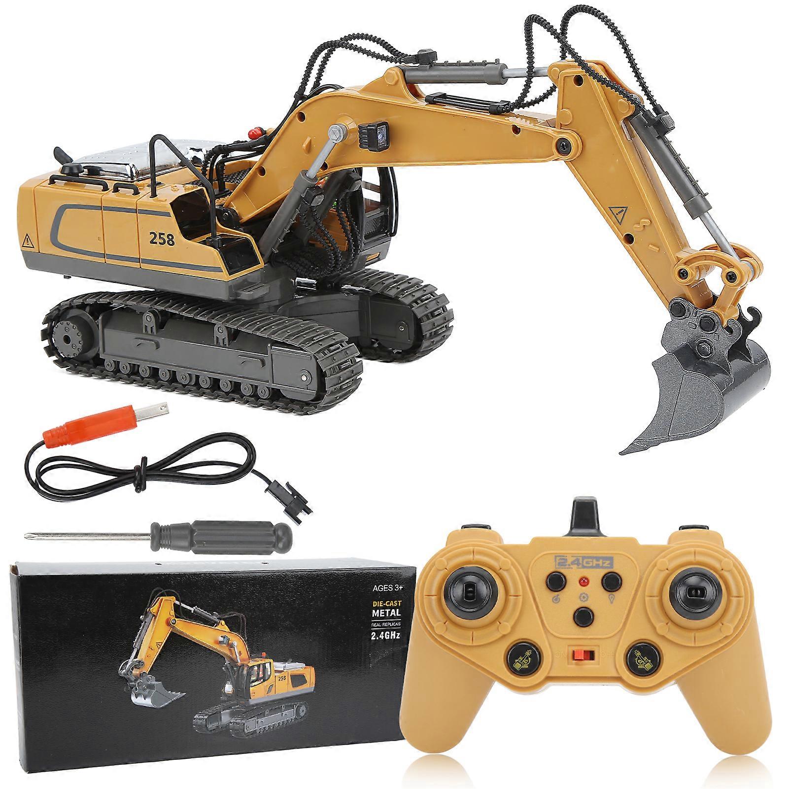 RC Excavator 11 Channels 2.4Ghz 1:20 Simulation Design Rotatable Remote Control Excavator Toy for Above 3 Years Old