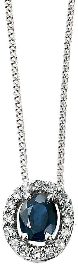Elements Gold Sapphire and Diamond Cluster Pendant - Blue/Silver
