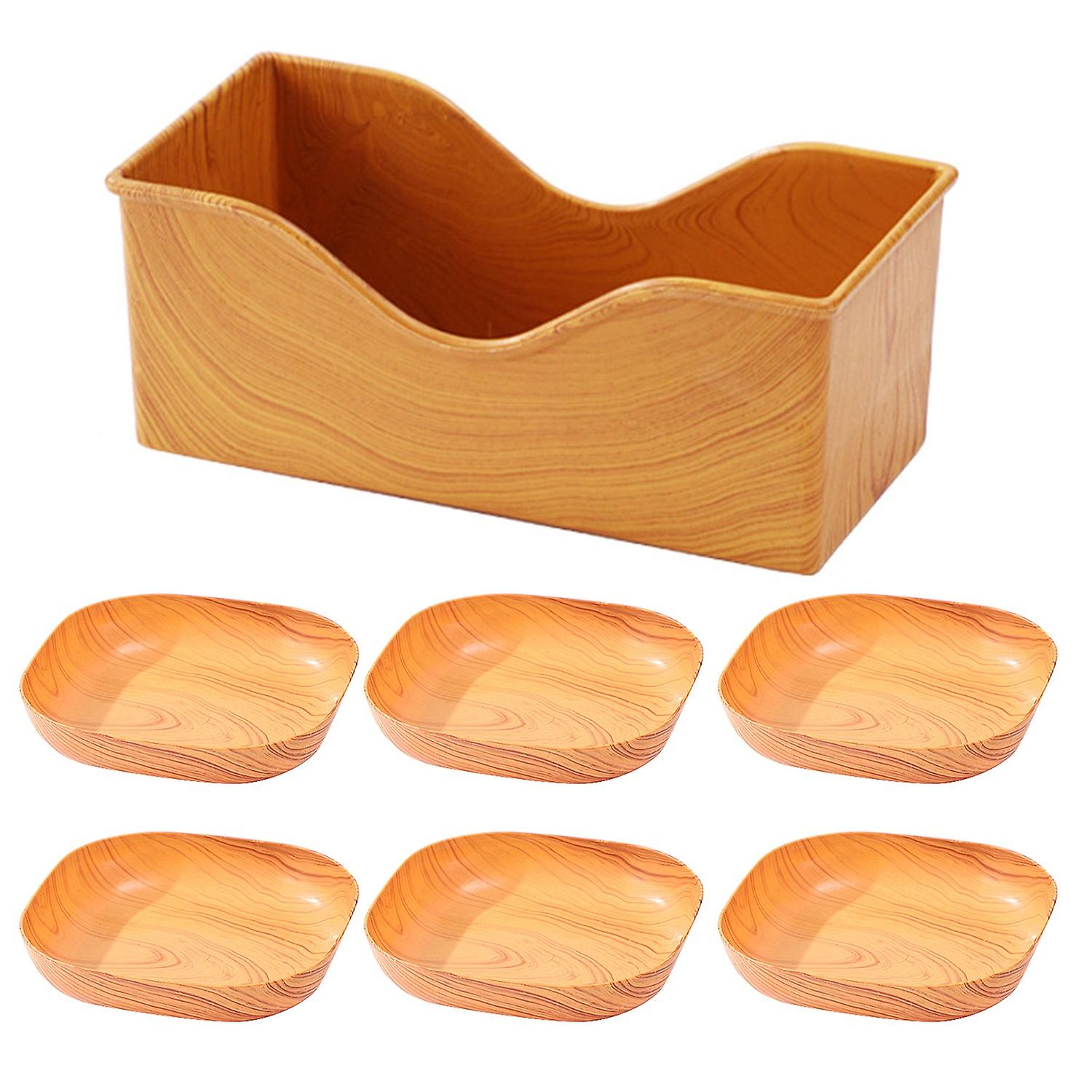 1 Set Fruit Plates Food Bone Tray Smooth Surface Cake Storage Trays Square Shape Clear Texture Store