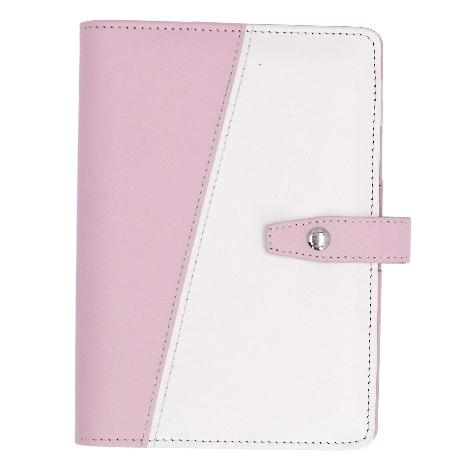 Classeur A6 multifonction à compartiments, portable, en cuir PU, pour bureau, école, rose