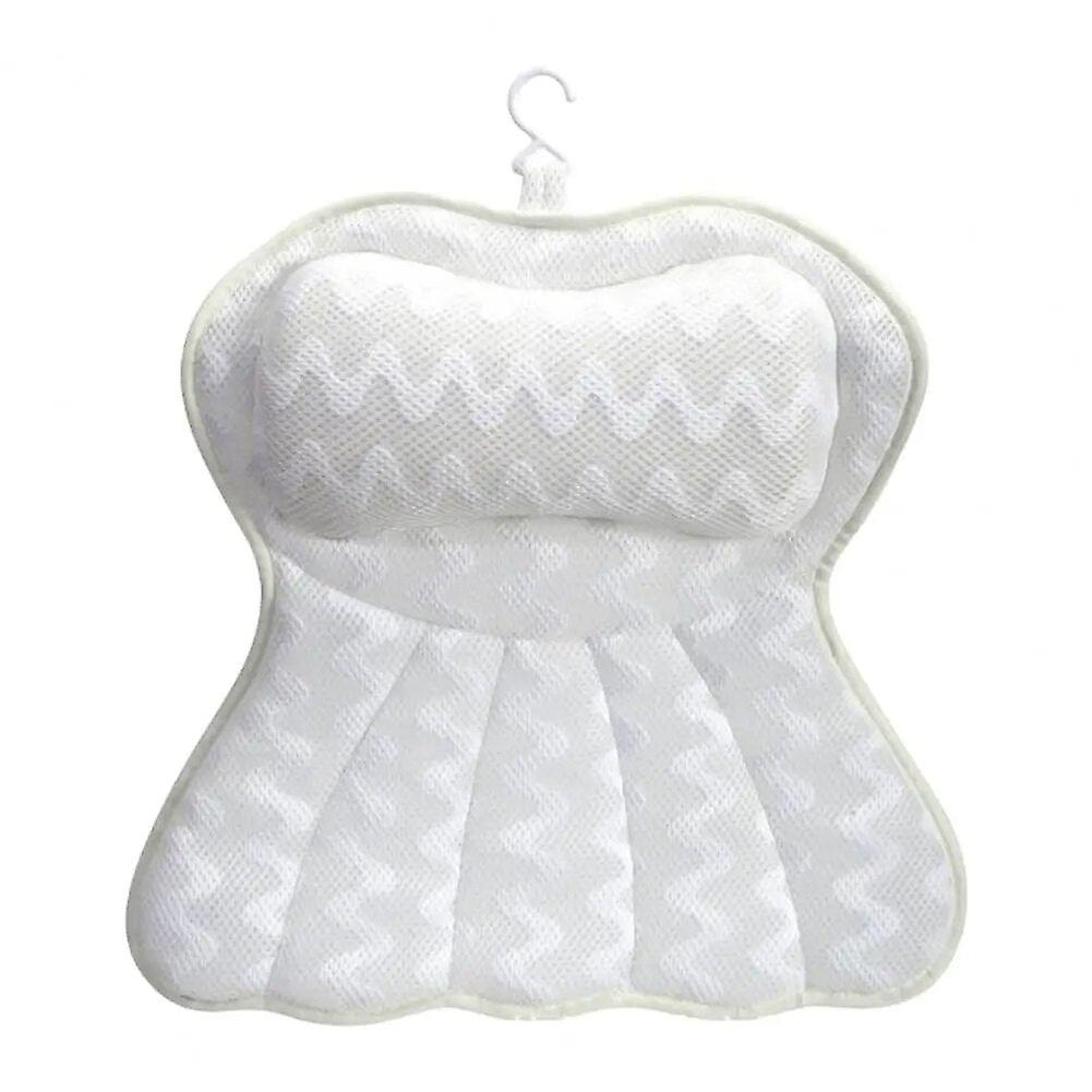 Supportive Bath Cushion Ergonomic Air Mesh Bathtub Pillow With 6 Suction Cups Hook Neck Shoulder Support For Ultimate