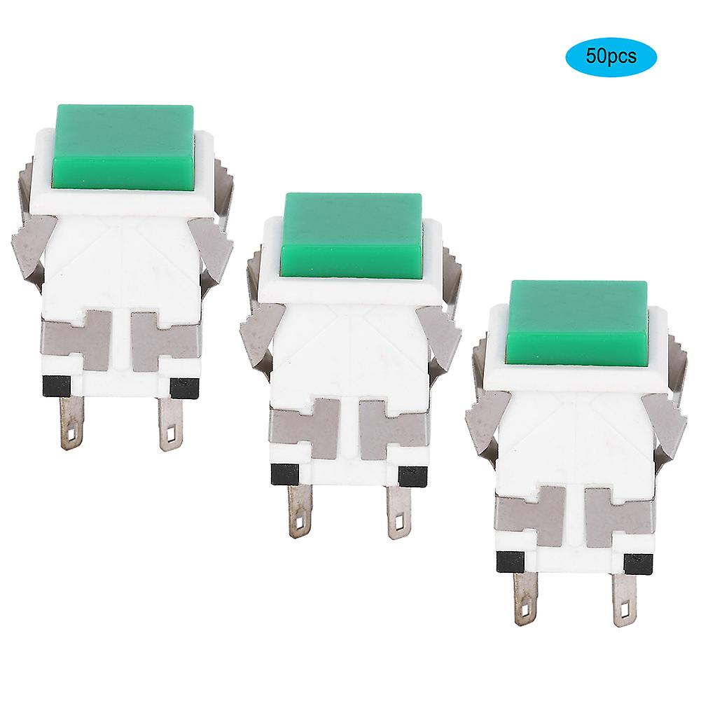 50pcs 6 Pins Self‑Locking Push Button Switch Precision Stable Switch Button Green220V