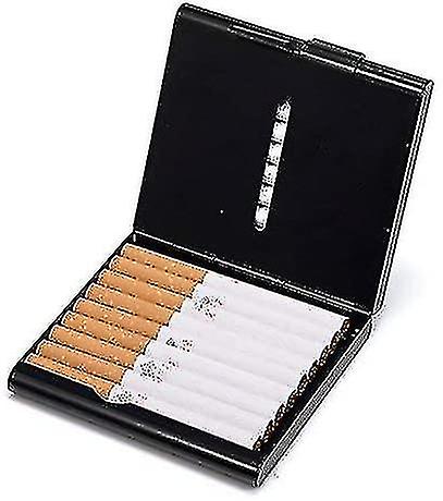 folio Cigarette Case, Metal Cigarette Case, Can Hold 21 Cigarettes Black