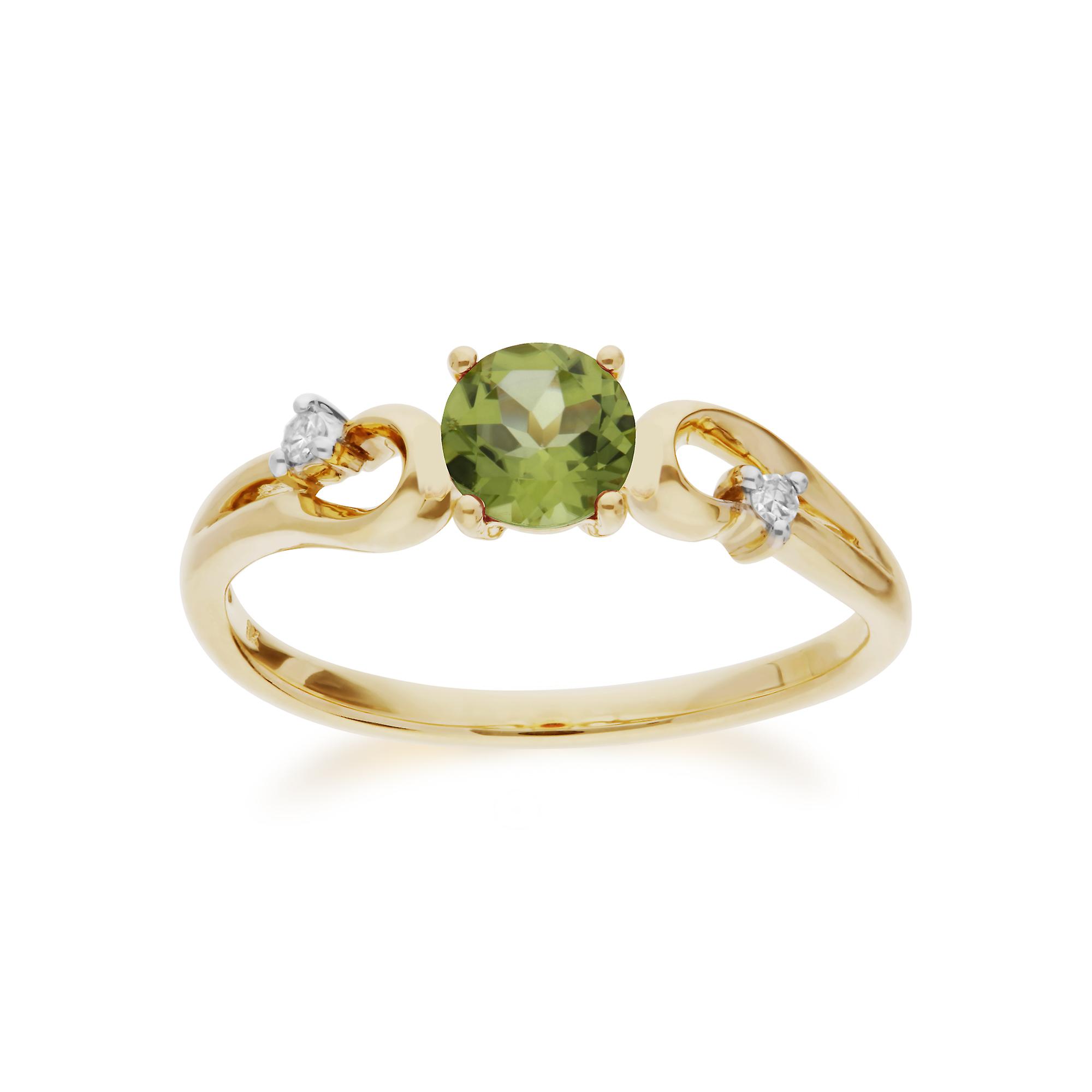 Classic Round Peridot & Diamond Ring in 9ct Yellow Gold 135R1742049