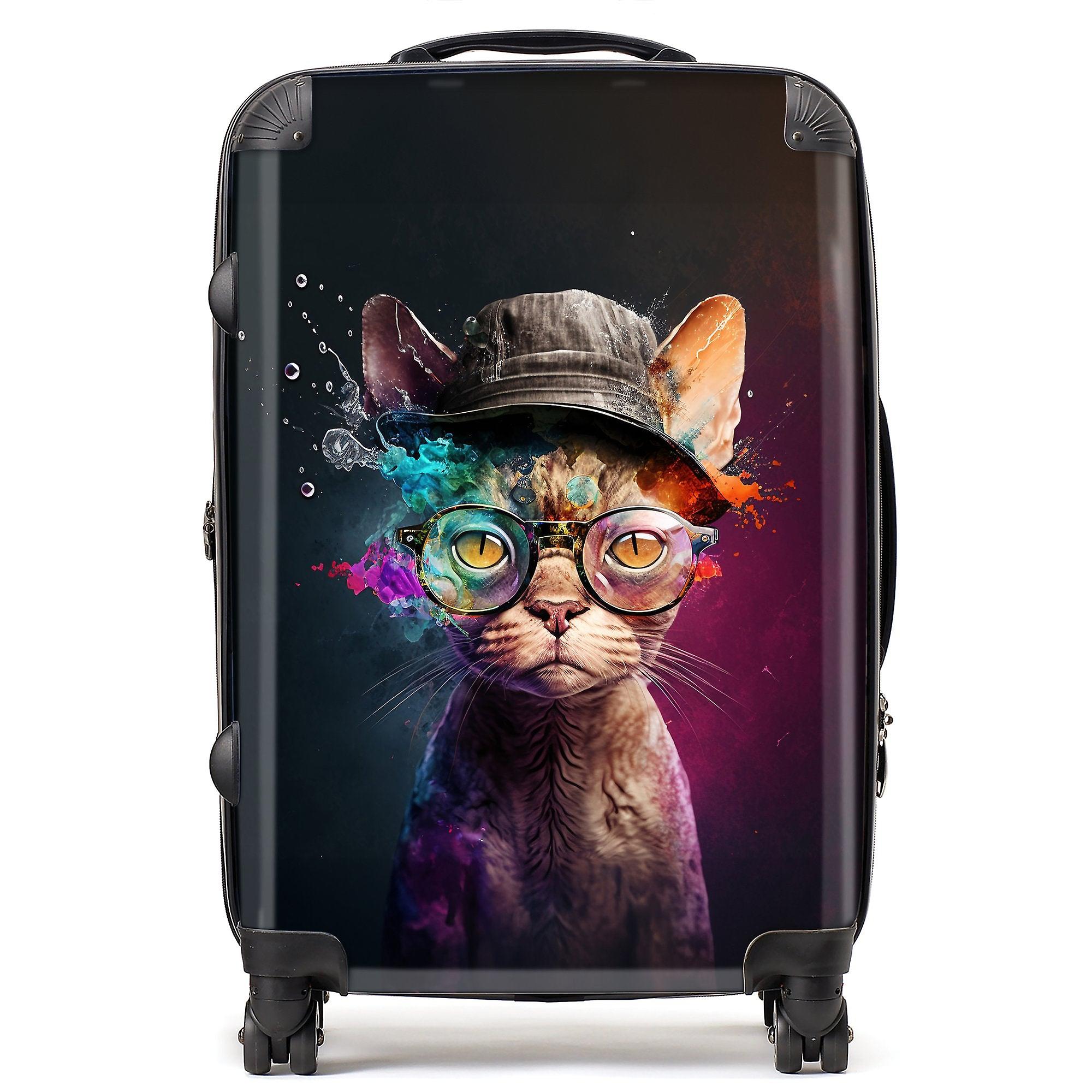 Devon Rex Cat With Hat Splashart Suitcase