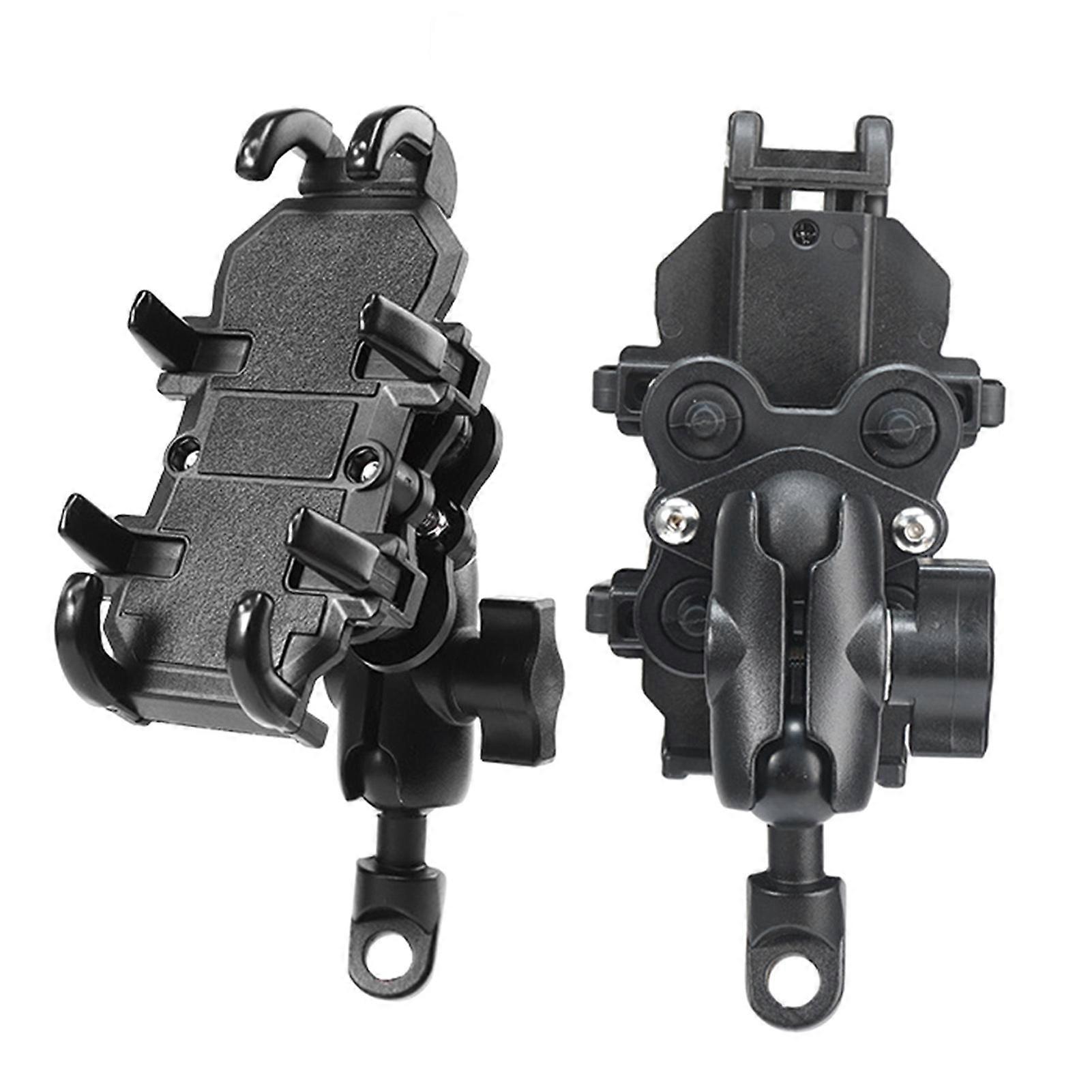 Motorcycle Phone Holder Shock Absorbing 8 Claws Fixed Mechanical Locking Phone Navigation Bracket for Scooter Mirror Mount Type