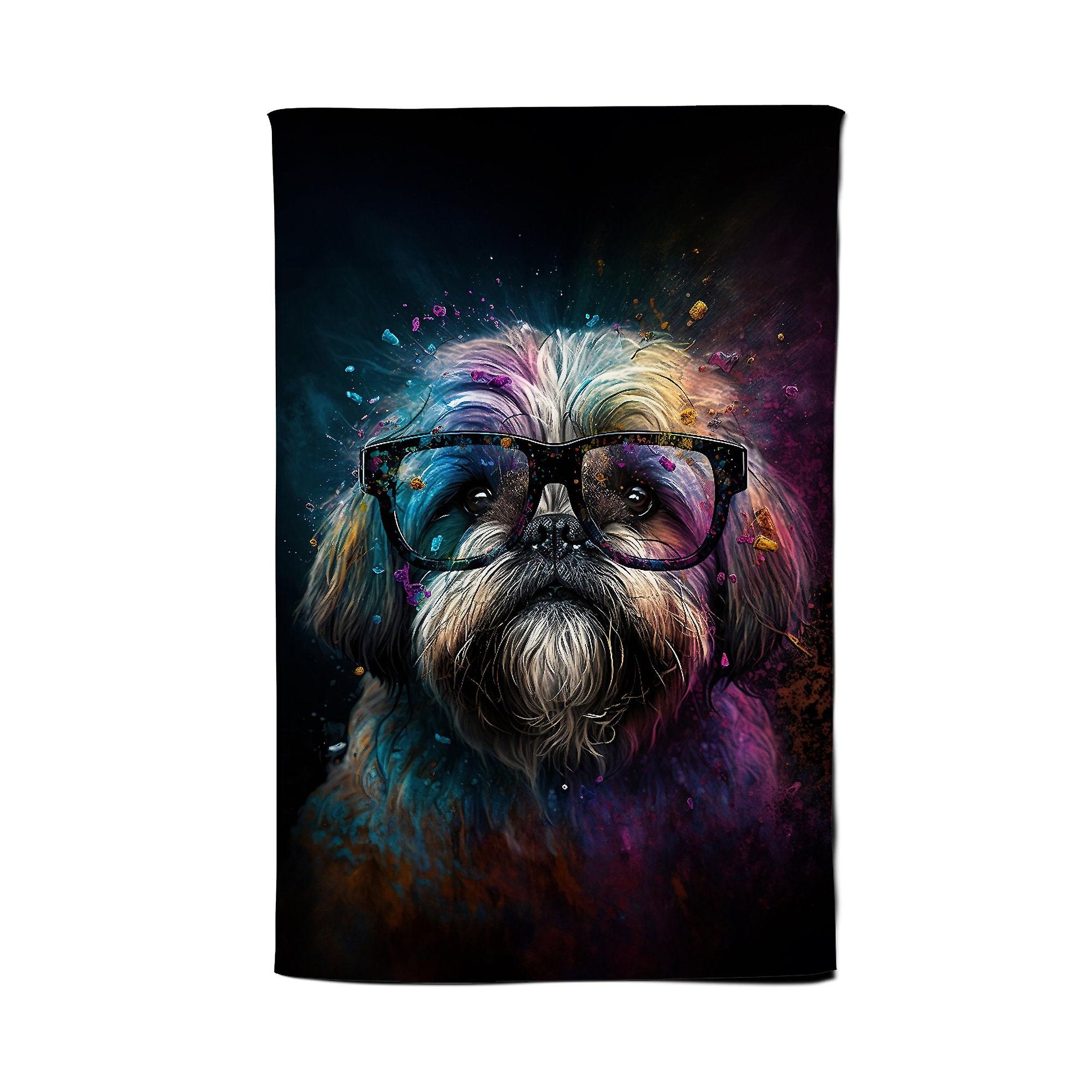 Lharsa Apso Dog Face Splashart Tea Towel