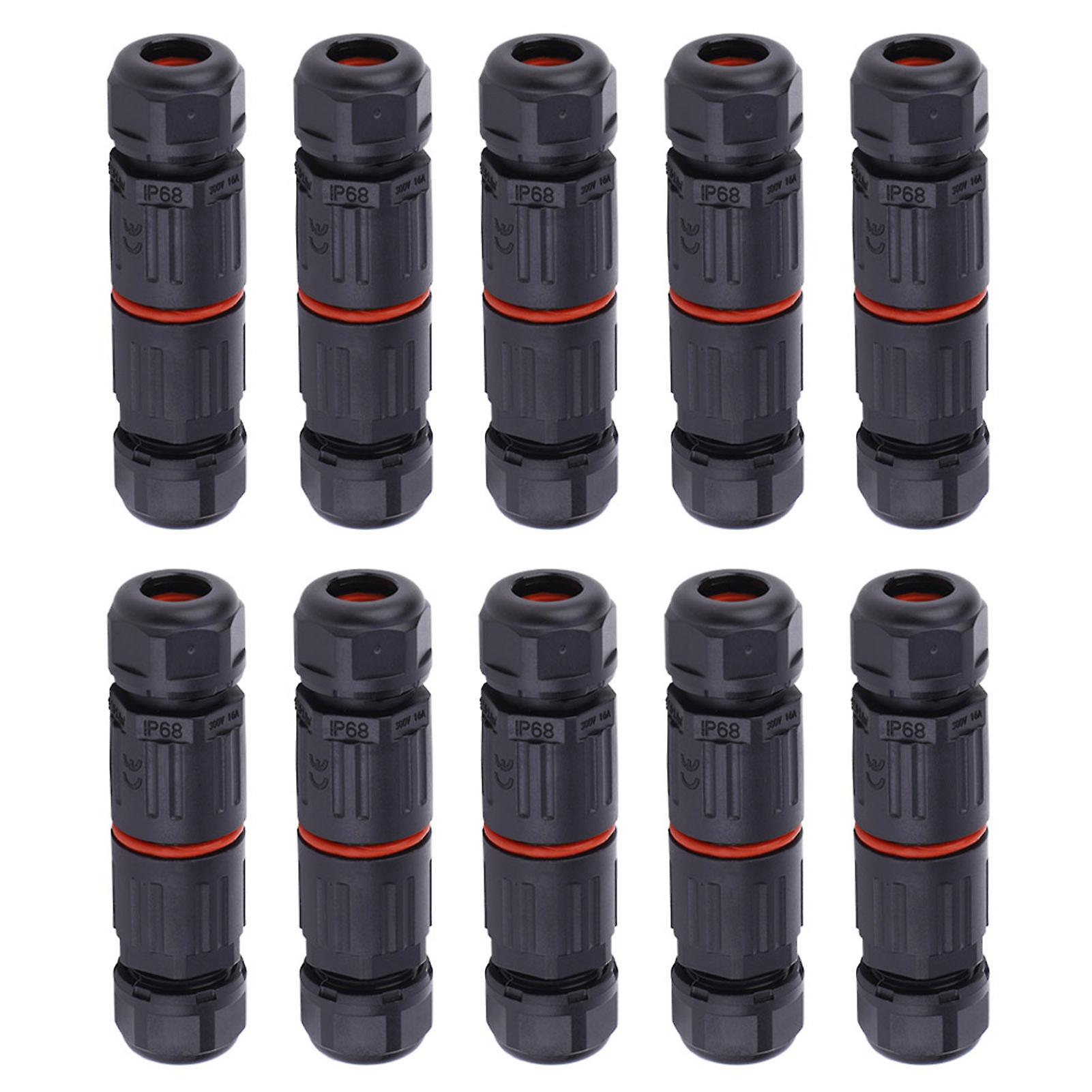 10PCS IP68 Waterproof Electrical Wire Cable 3Pin Connector Outdoor Plug Socket 0.5mm²~2.0mm²