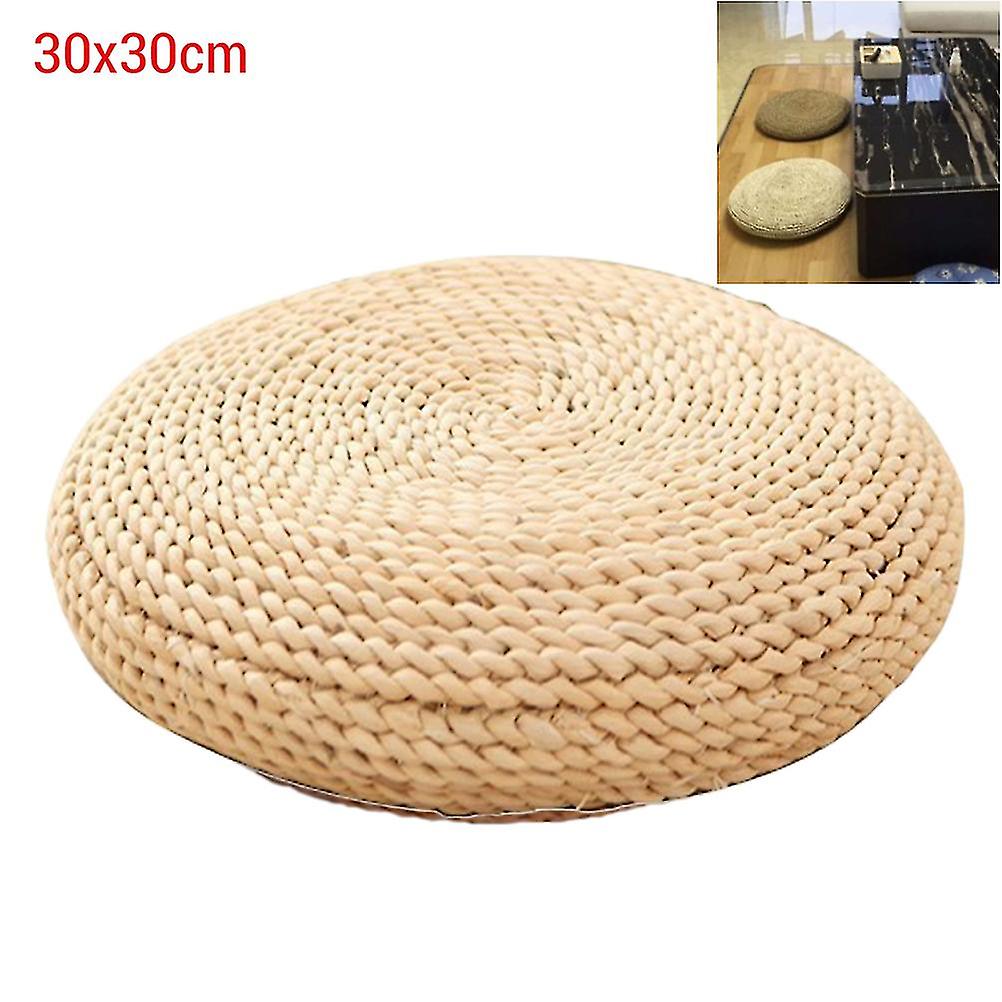 Yoga Meditation Cushion Round Straw with Silk Padding