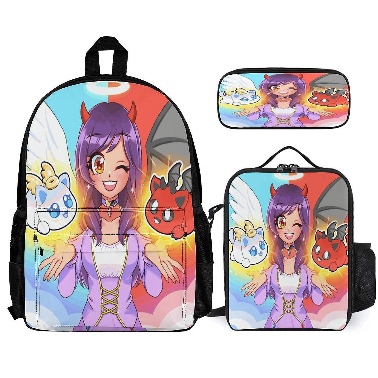 Aphmau Backpack 3 Piece Set Laptop Backpack with Pencil Case Lunch Bag Combination