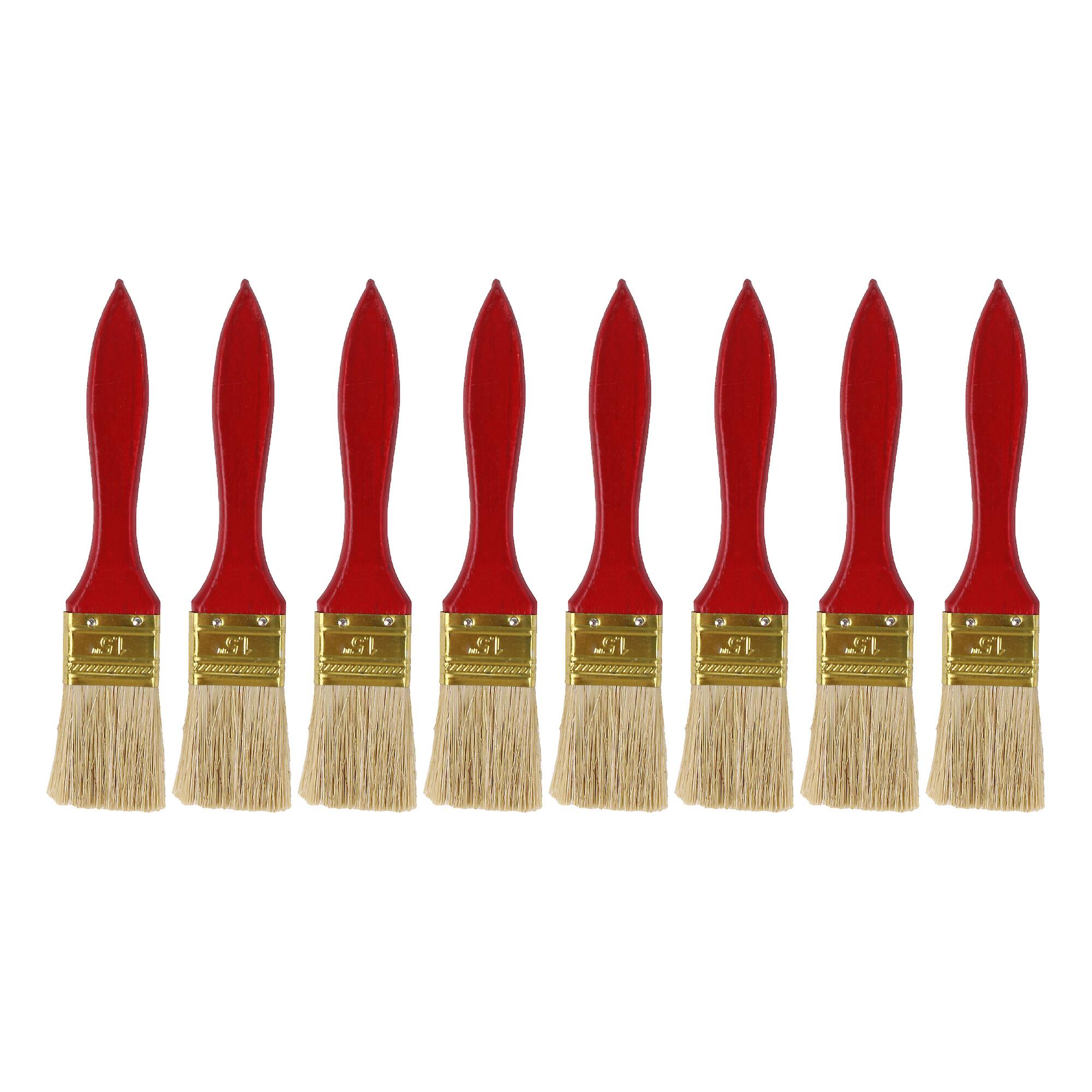 8PCS Red Wooden Handle Chip Paint Brushes for Painting Tools 1.5 Inch