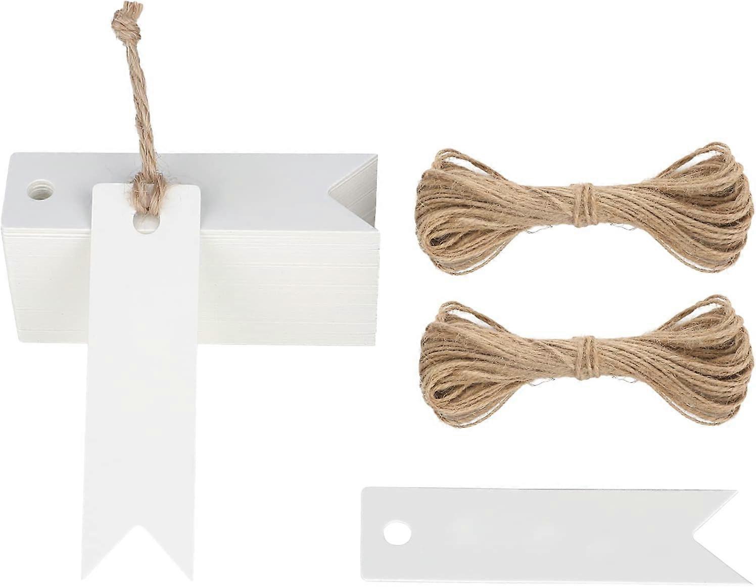 Small Kraft Gift Tags White, 7x2CM Mini Blank Labels with String, Small Jar Name Tags for Home-made Gifts Presents, Party Favours,Bottles White 7x2CM