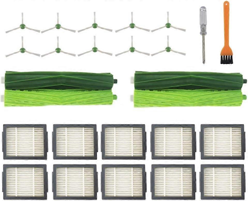 Kit complmentaire pour robot aspirateur iRobot Roomba j7 i7 Plus E5 E6 E7 10 filtres haute performance + 10 brosses de nettoyage des bords + 1 jeu de