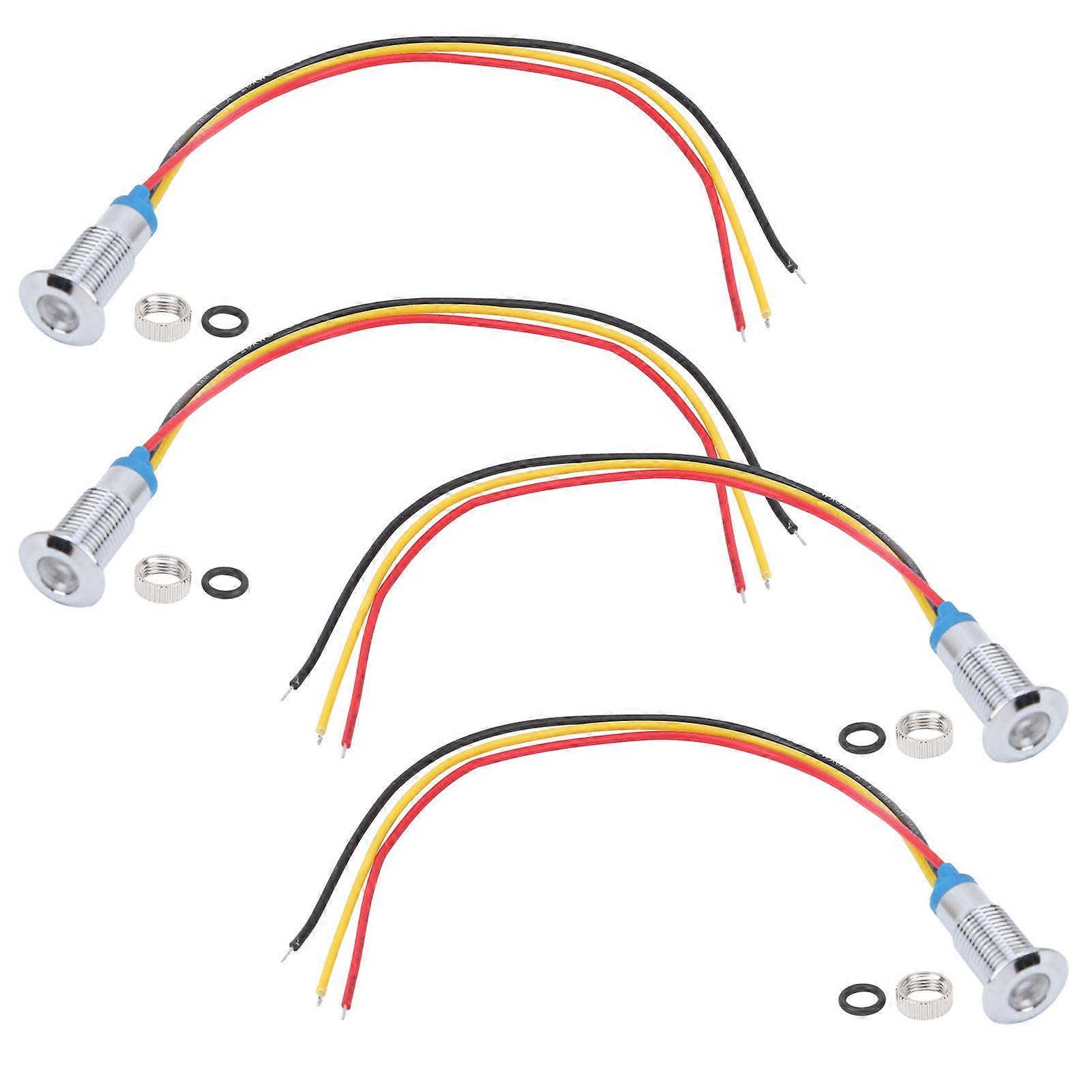 4 Sets Prewired Round Leds Waterproof 2color Signal Light Common Anode 8mm 36v(red And Green )