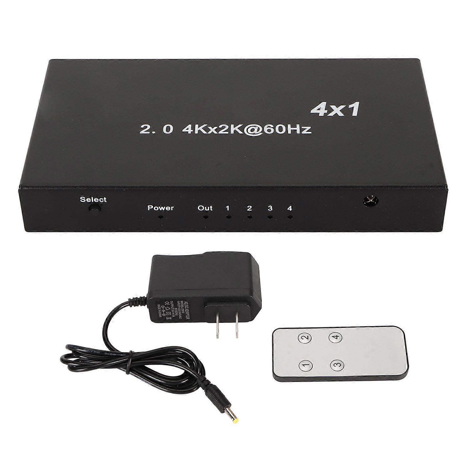 4K HD Multimedia Interface Switcher Professional Plug and Play Iron Shell Supports 3D 4x1 HD Multimedia Interface Switcher Selector US Plug