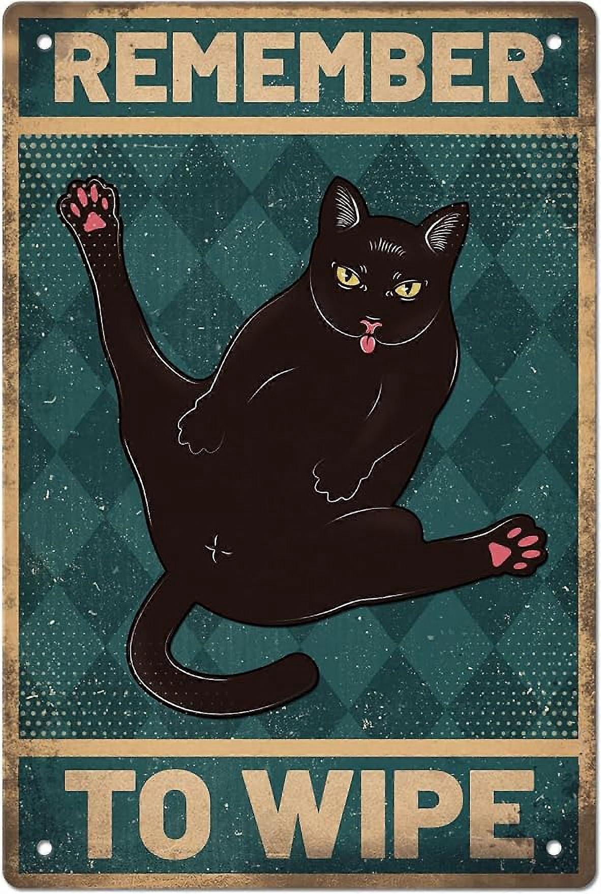 1PC Vintage Metal Tin Sign Black Cat Funny Art Plaque Poster Retro