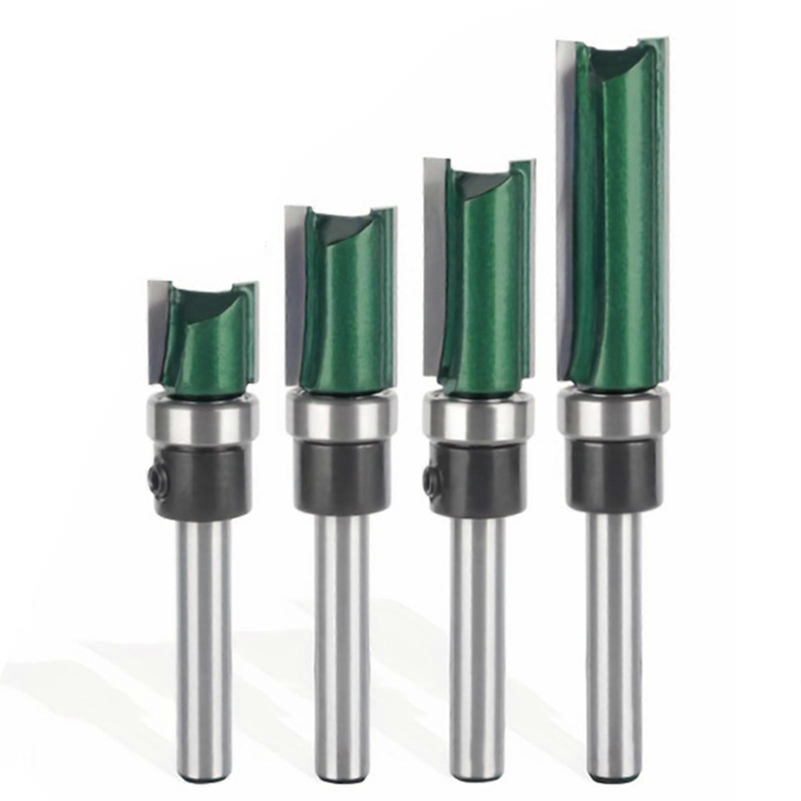 4pcs Flush Trim Router Bit Set with 1/4 Inch Shank Precise Cutting Woodworking Milling Cutter Tool