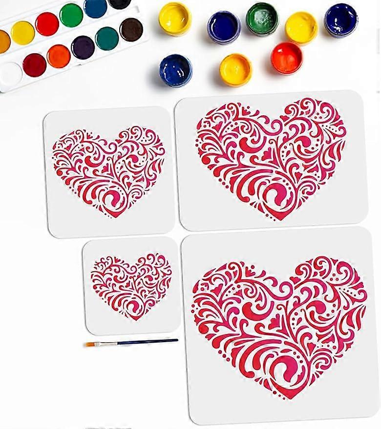 41Pcs Pattern Heart Stencil Template with Paint Brush