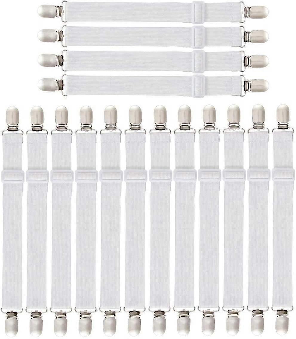 Adjustable Sheet Stretchers for Bed Sheet, Adjustable Elastic Stretchers for Bed Sheet with Metal Clips, Stretchers for Mattress, Ironing Board or Sof