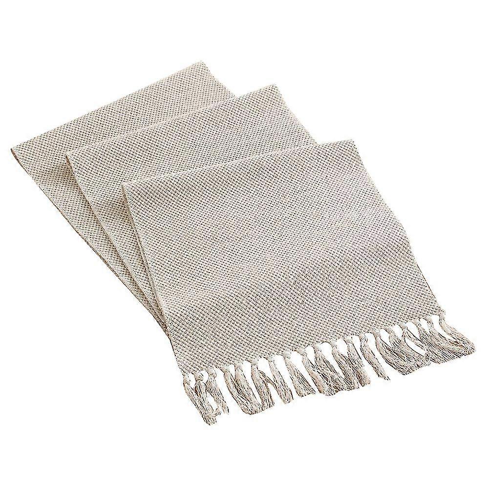 Cotton Linen Fringe Table Runner,Woven Decorative Table Runners, Macrame Table Runner for Kitchen D