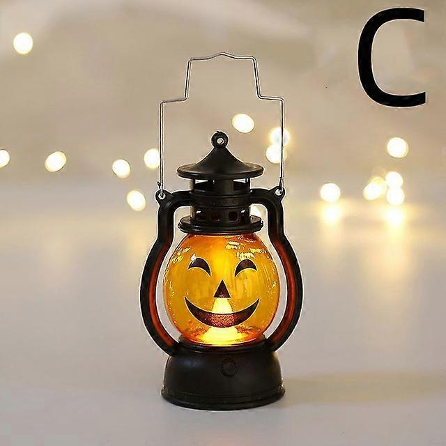 Halloween Wind Lamp Candlestick Halloween Decorations for Home Tatmosphere Decor Prop LED Pumpkin Night Lamp Halloween Ornament