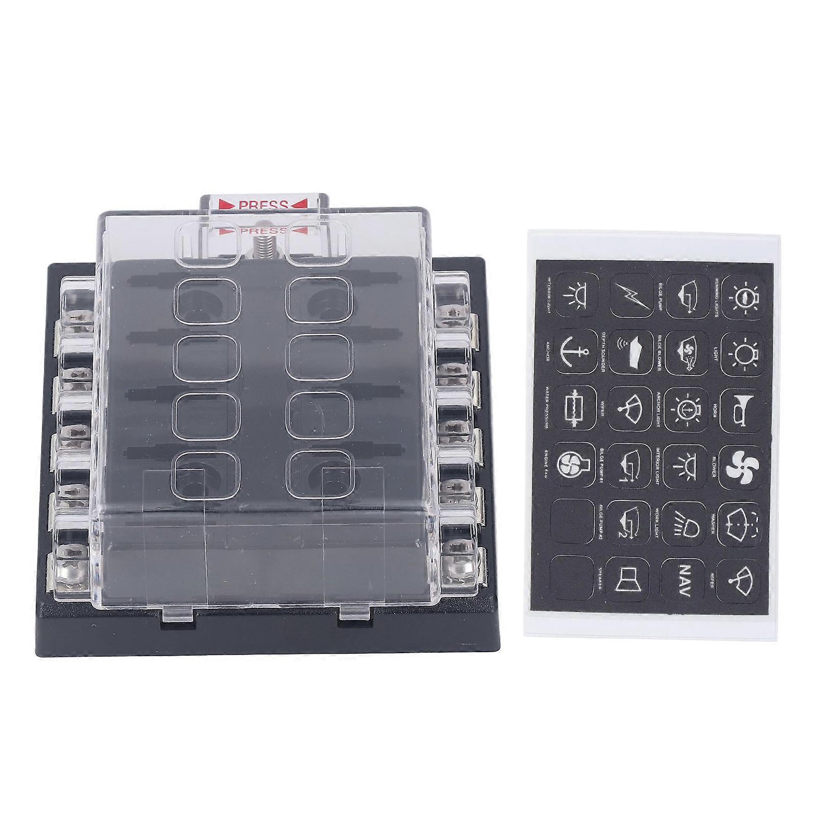 10 Way Fuse Block Waterproof Automotive Fuse Holder Auto Marine Blade Fuse Box 12?36VDC