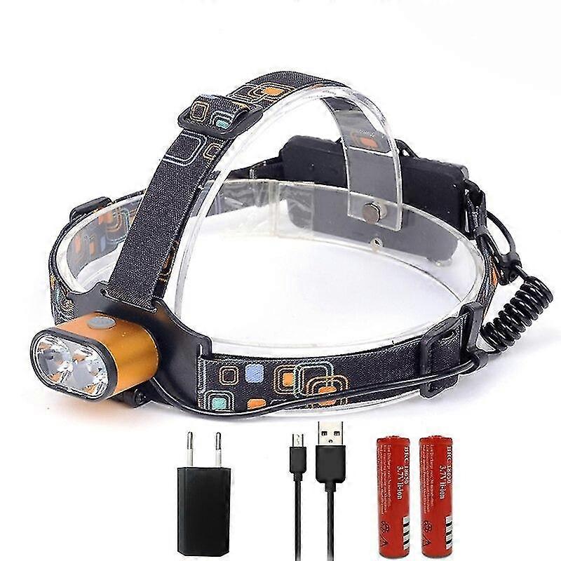 2*Xm-l t6 led headlamp rechargeable 18650 battery 2* t6 led torch light waterproof high power camping hunting headlight