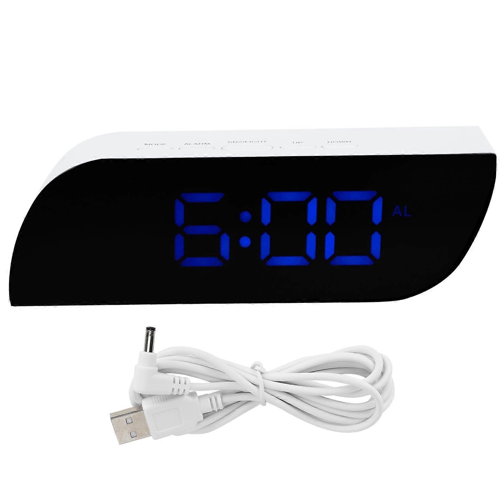 LED Digital Clock 12/24 Hour Conversion Adjustable Brightness Bedside Alarm Clock GHY-0801Blue