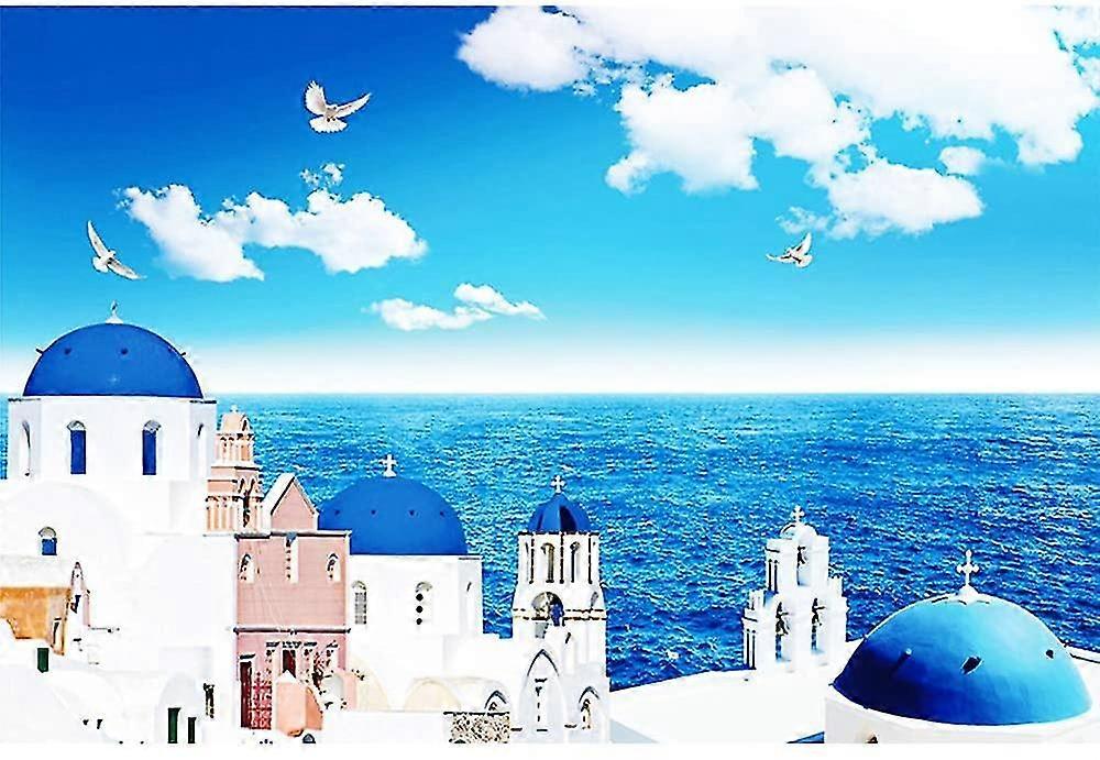 بحر إيجة الماس الفن سانتوريني مدينة المناظر الطبيعية الطلاء حسب الرقم كيت دي 5D كامل الحفر جولة الماس جدار الفن الدهانات التطريز الحرف اليدوية للمنزل ديسمبر