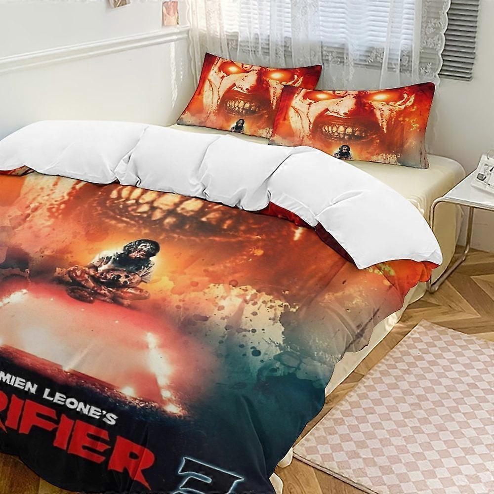 x87 Terrifier Conjunto de Cama de 3 Peças Quente e Confortável Conjunto de Cama com 1 Capa de Edredom e 2 Fronhas para Quarto b87