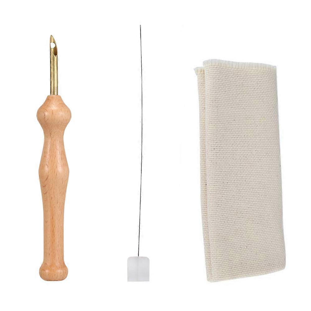Magic Embroidery Pen Punch Needle Felting Threader Cloth Set Wooden Handle Table Cloths Craft Tools