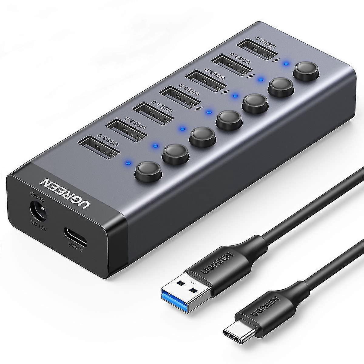 Ugreen Cm481 Usb 3.0 Splitter Docking Station 7-port Usb Hub Adapter With Extension Cable (cn Plug)