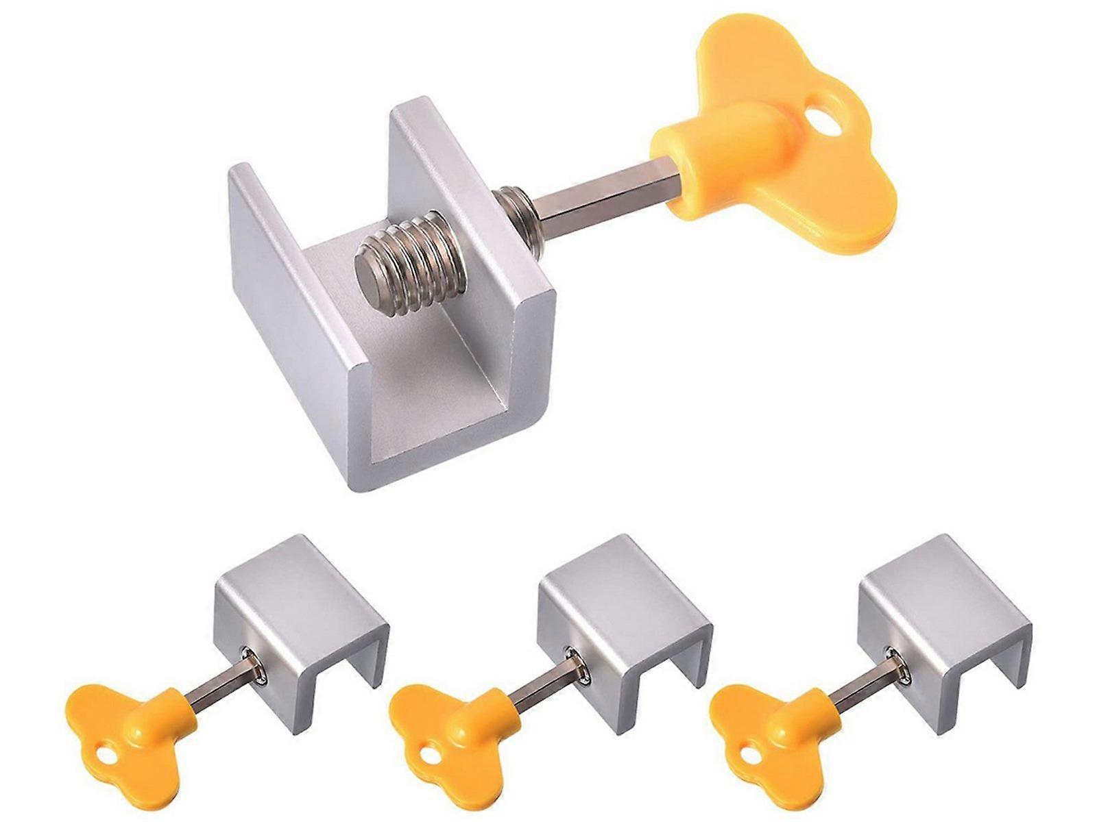 4Pcs Adjustable Sliding Window Locks Door Frame Security Locks with Key