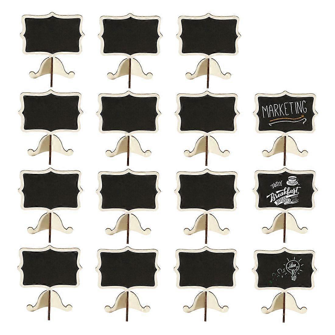 15 Pack Mini Place Cards with Easel Stand - Wood Rectangle Small Chalkboard Signs for Wedding, Birt