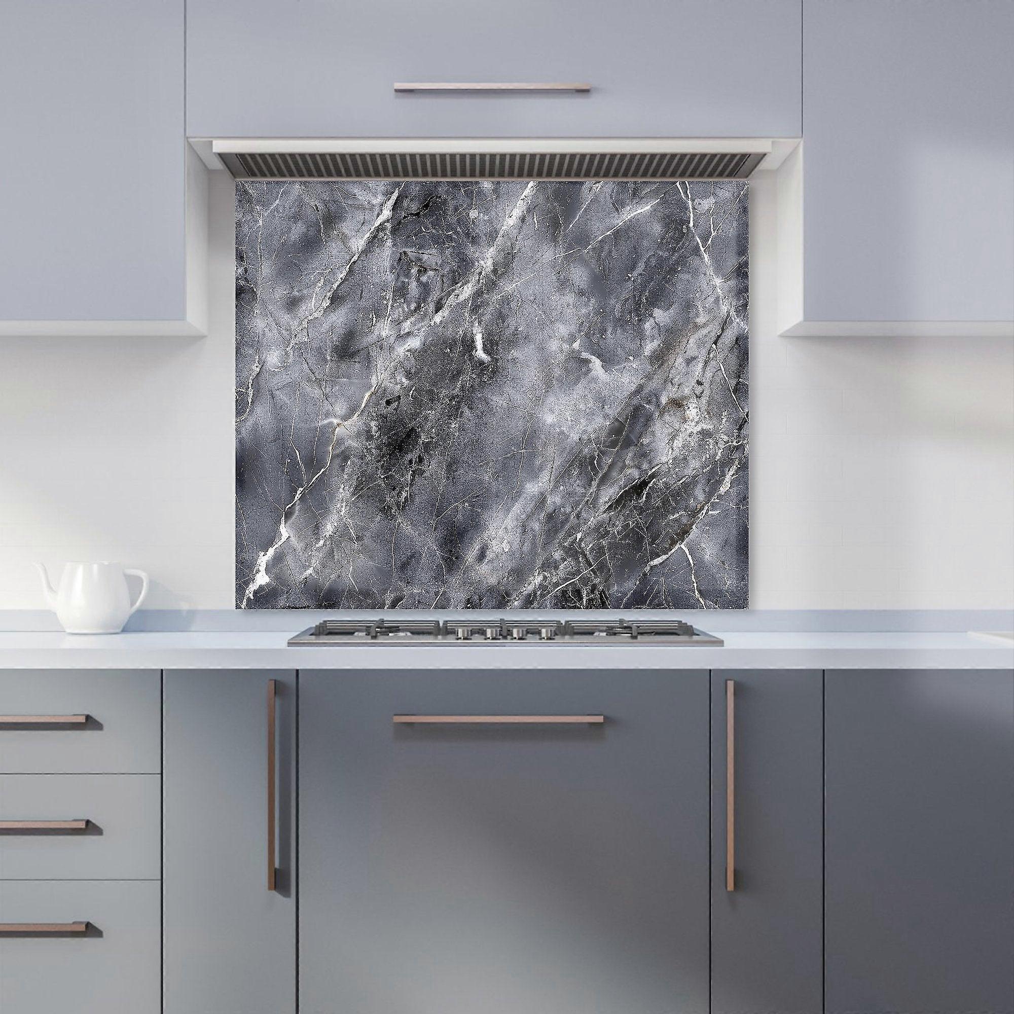 Deep Grey Marble Effect Kitchen Splashback