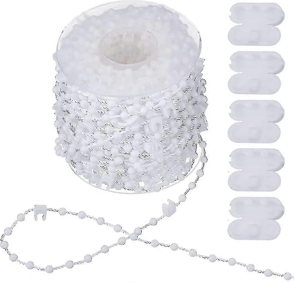 20m Vertical Blind Chain - Vertical Blind Accessories With 5 Blind Cord Connectors - White Chain For 89mm Slats