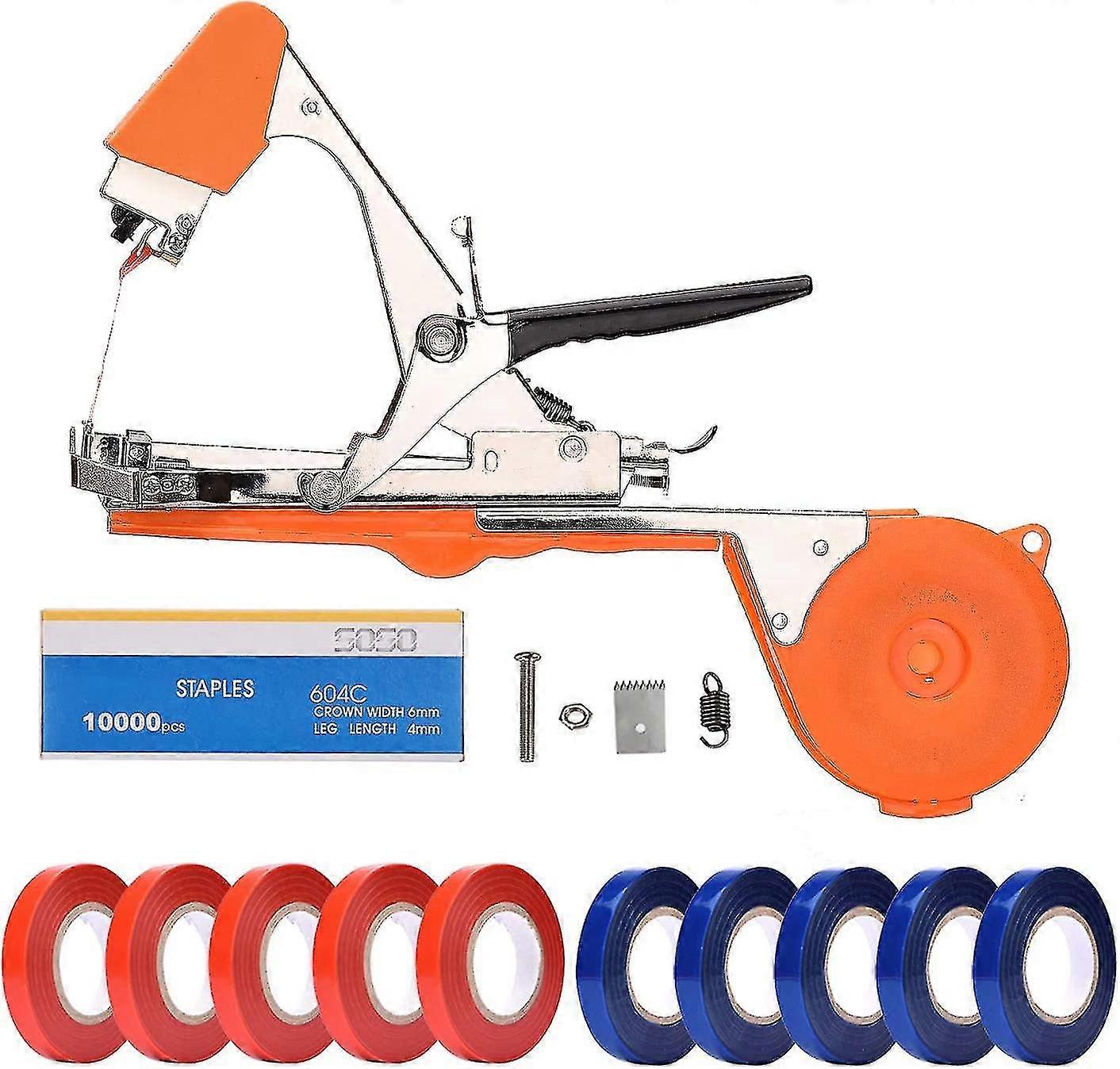 Machine Stake Attachment For Grapes, Raspberries, Tomatoes, Including Strips, Staples And Spare Blades (orange)