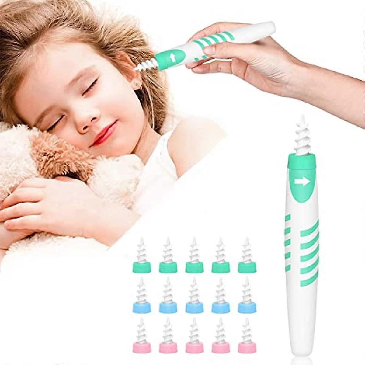 Ear Wax Remover Ear Cleaner Q Grips 360 Spiral Ear Wax Removal Tool Reusable Soft Silicone Ear Wax Picker with 16 Replacement Heads Ear Wax Cleaning T