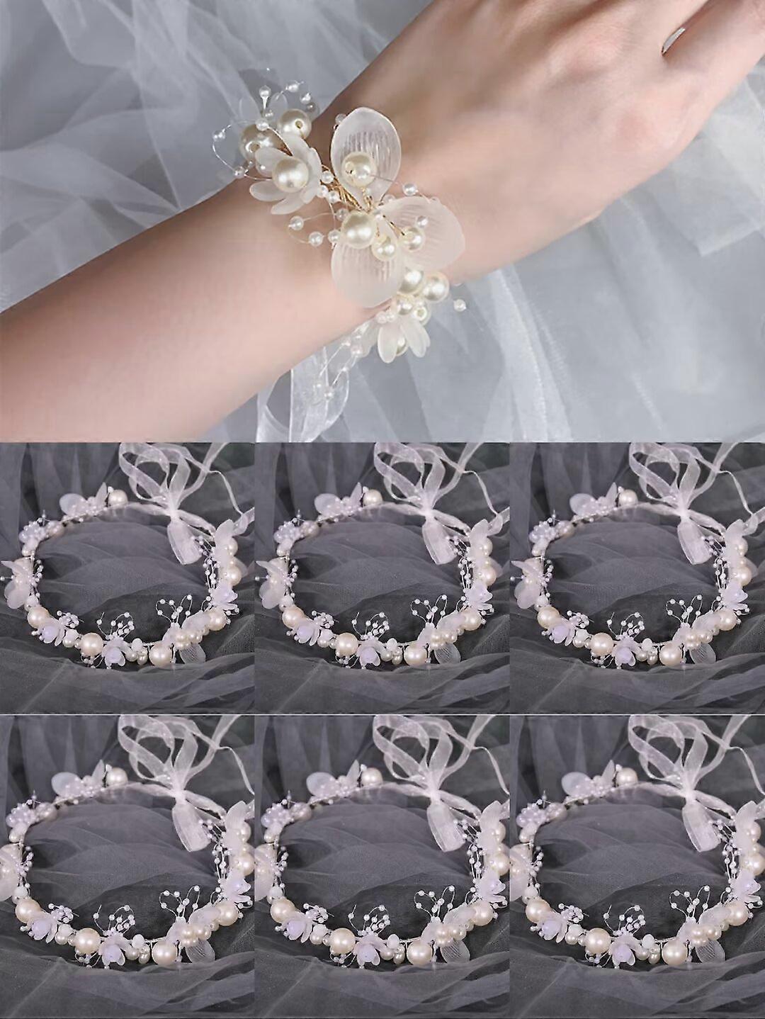 Bethynas Bridal Rose Wrist Corsage – Artificial Pearl Flower Bracelet For Weddings & Prom - View #9