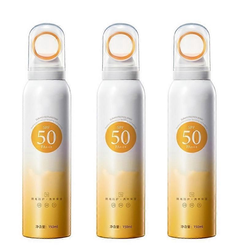 3X SPF50 +++ بخاخ واقي من الشمس طويل الأمد ومقاوم للماء رذاذ واقي من الشمس غير دهني وخالي من الزيوت للوجه والجسم
