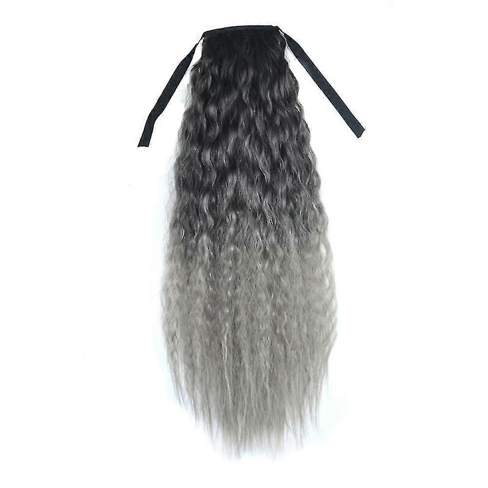 Gradient Color Ribbon Wavy Curly Long Ponytail Horsetail Clip Hair Extensions
